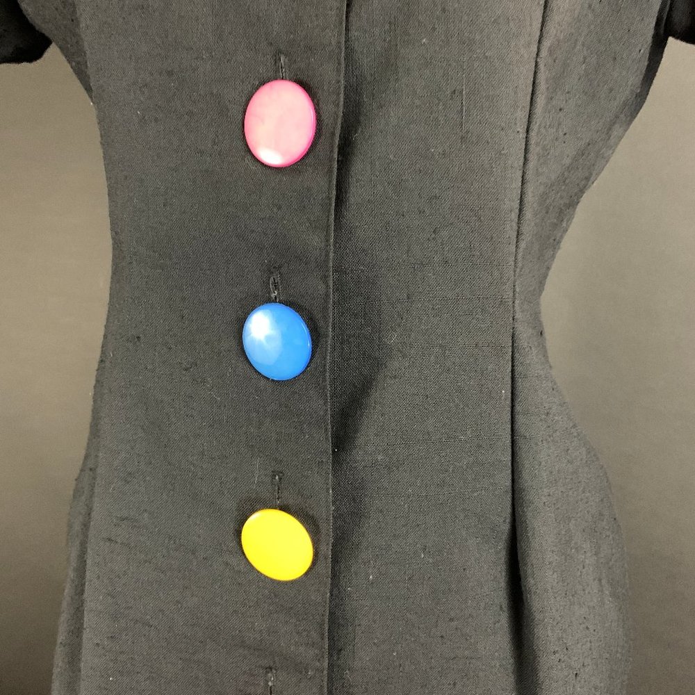 80s David Mitchell Colorful Big Button Sheath Dress - Picture 4 of 15